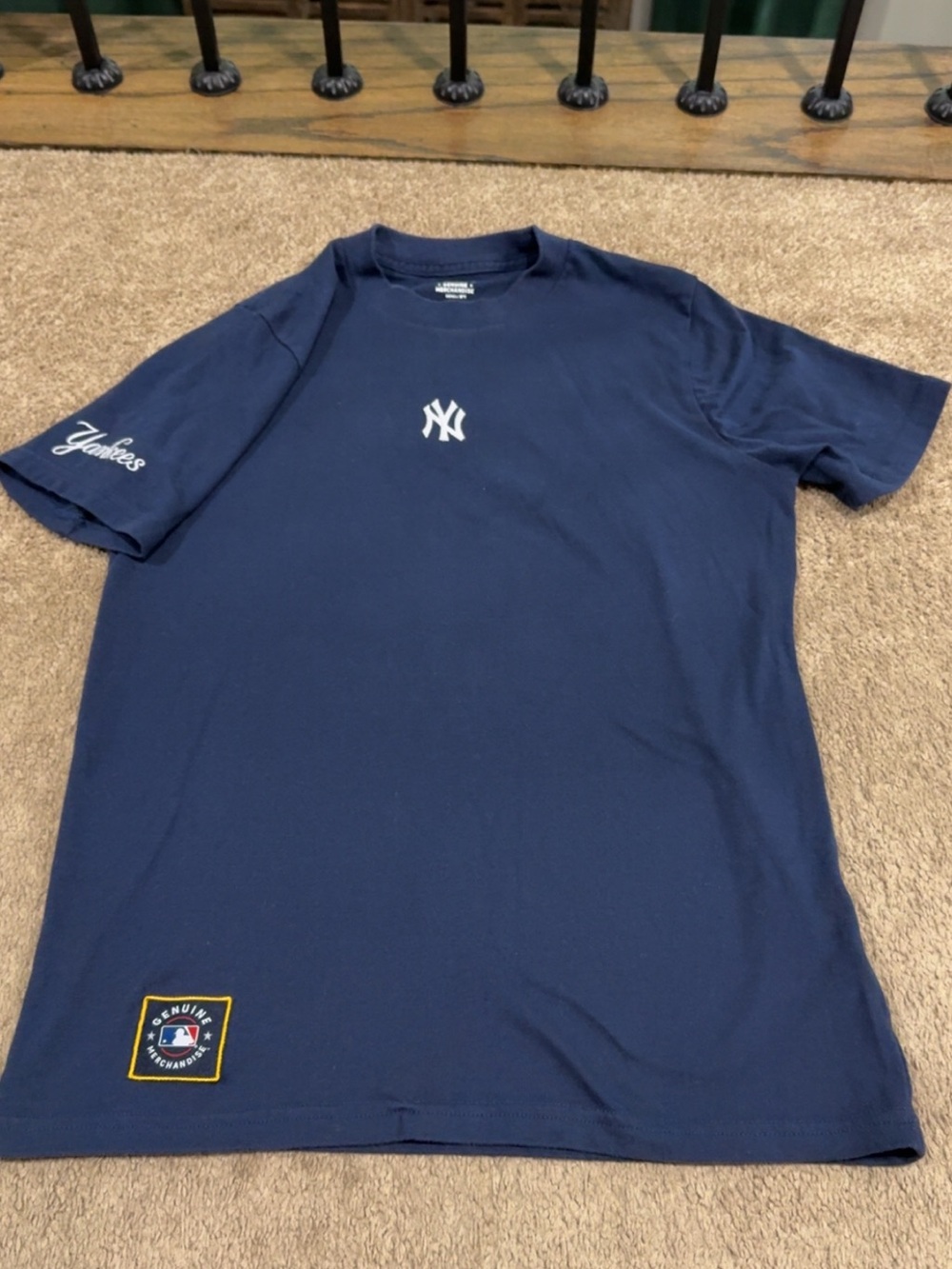 abercrombie kids Navy Short-Sleeve Yankees Logo Tee